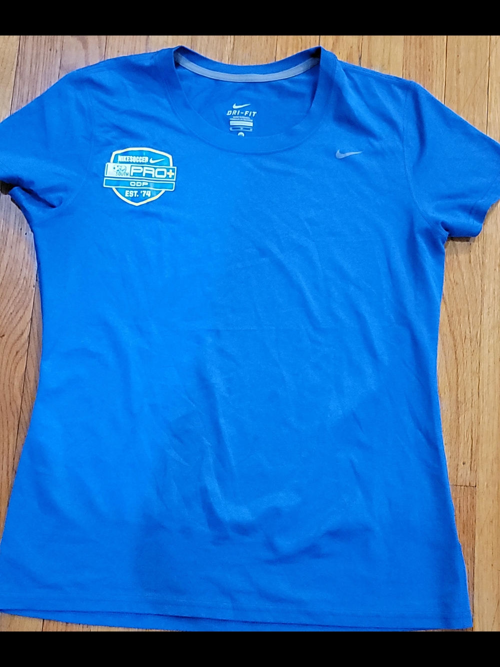 Nike Women's Bright Blue Short Sleeve Crew Tee with Chest Badge